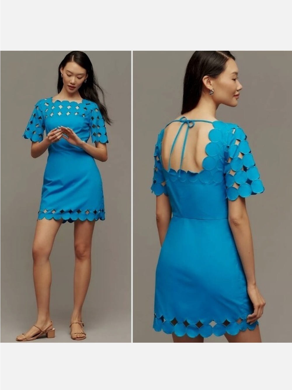 Anthropologie Cutwork Mini Shift Dress Blue Size 16W